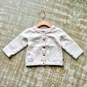 Jacadi Baby Girl Cotton Cardigan w/ Fleece Lining
